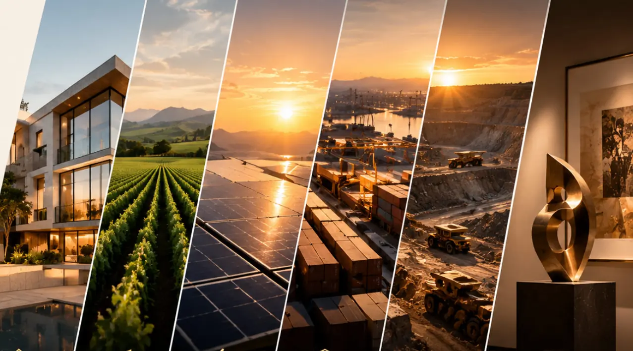 Inmuebles, agricultura, energía, infraestructura y arte
